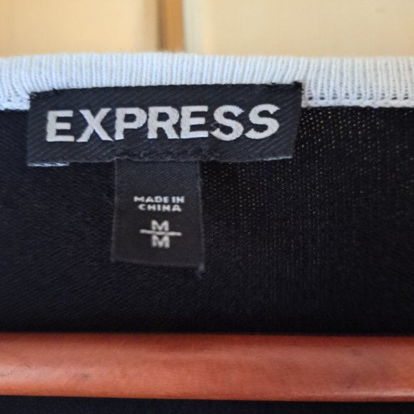 Express Black & White long sleeve ruched sweater dress. Size Med - Picture 7 of 7